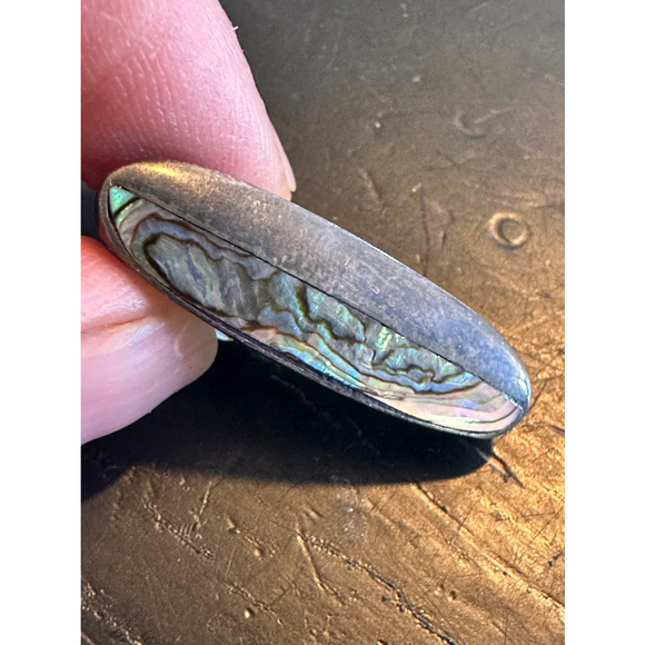 Vintage Mexico Taxco sterling abolone tie clips - Picture 5 of 6